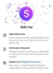 电报账号登录显示“sms fee”